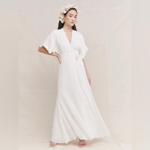 Reformation Winslow Wrap Dress, Adjustable, White/Ivory, Size Small NWT - Picture 5 of 11